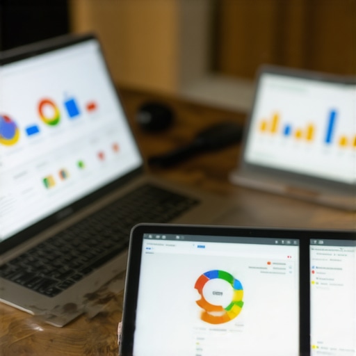 Expert analyzing local SEO rankings with charts and graphs on a laptop.