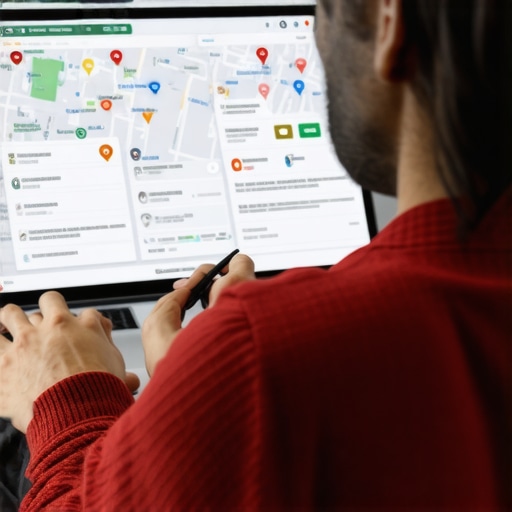 Expert SEO consultant analyzing local map rankings with digital tools