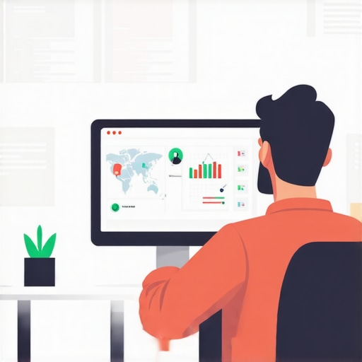 A person analyzing local SEO data on a computer with maps and charts.