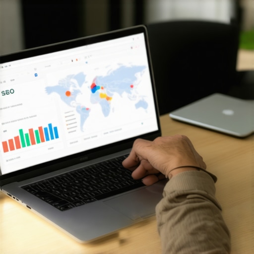Person analyzing local SEO and map pack rankings on a laptop