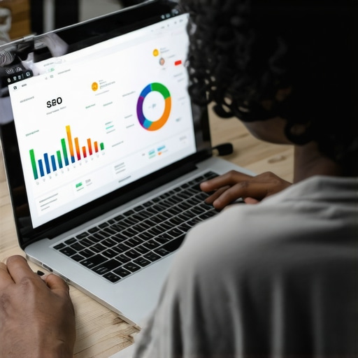 Person analyzing local SEO metrics and tools for map pack maintenance.