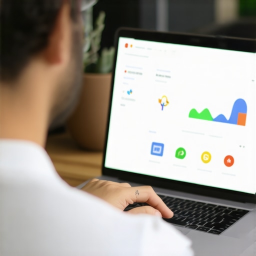 Business owner optimizing local SEO profile on laptop