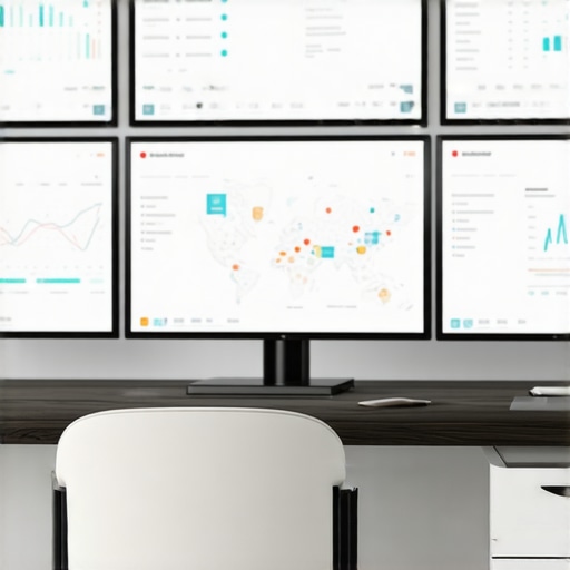 A workspace with screens showing local SEO analytics, citation and ranking data, emphasizing tools for maintaining local SEO.
