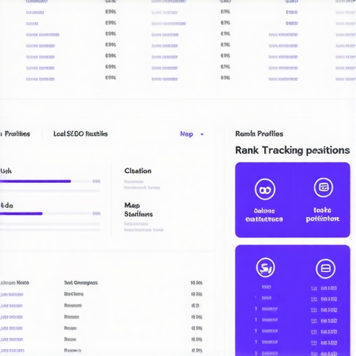 Screenshot of local SEO tools tracking map pack rankings, backlinks, and citation consistency.