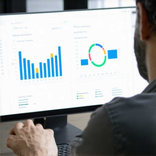 Data-Driven Local SEO Management Business owner analyzing local SEO performance metrics on a laptop.