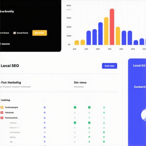 Digital marketing analytics dashboard measuring local SEO performance with rankings and signals