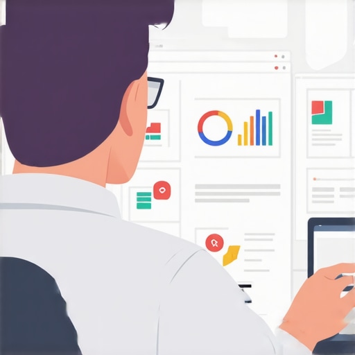 Business owner working on local SEO strategies on a laptop with digital charts and maps.