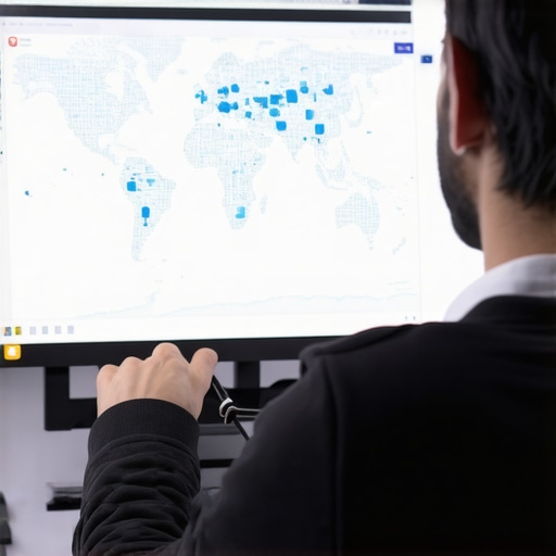 Analyzing Local SEO Signals A person reviewing local SEO data and map ranking signals on a computer.