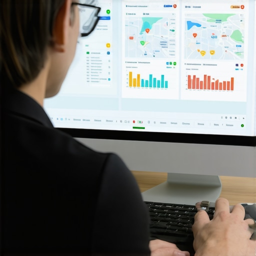 A person reviewing local SEO performance data on a computer monitor.