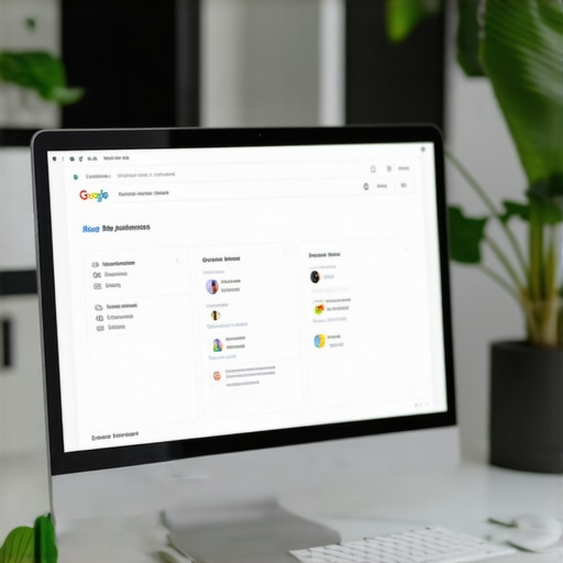 Business owner updating Google My Business profile on computer.