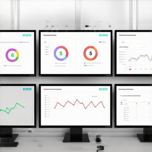 A workspace with multiple screens displaying local SEO analytics and rankings.