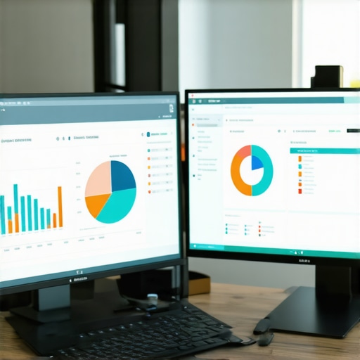 Analyzing Local SEO Data for Map Pack Stability Person reviewing local SEO analytics on dual screens.