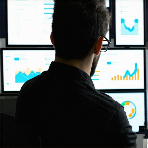 Person reviewing SEO performance metrics on a computer screen with charts and graphs.