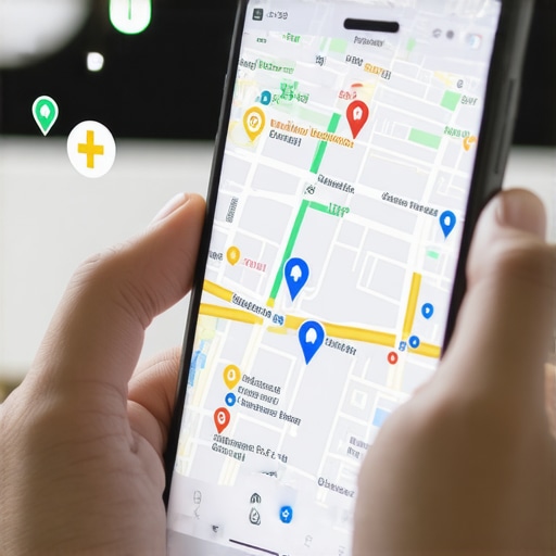 Person using a smartphone to improve local business visibility through mobile signals.