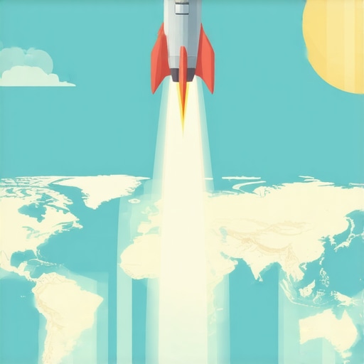 A digital illustration of a rocket lifting off over a city map representing rapid map pack growth in local SEO.