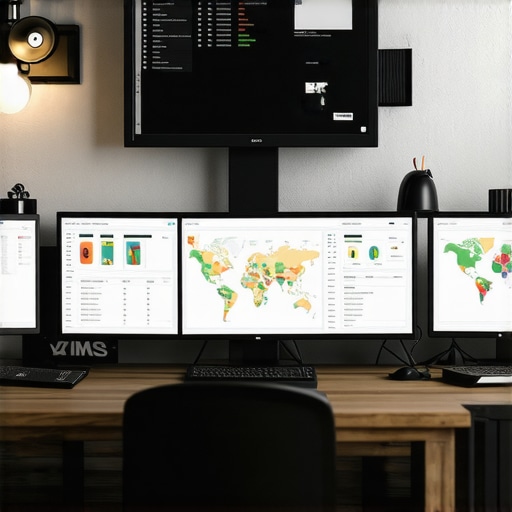 A workspace setup with screens showing local SEO dashboards, citation audits, and schema markup analysis.