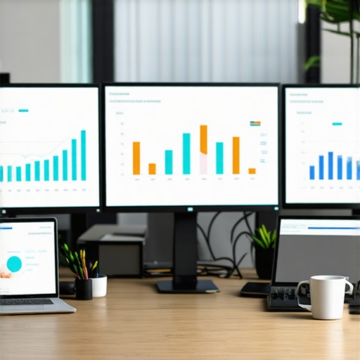 SEO professional analyzing local search rankings on multiple screens.